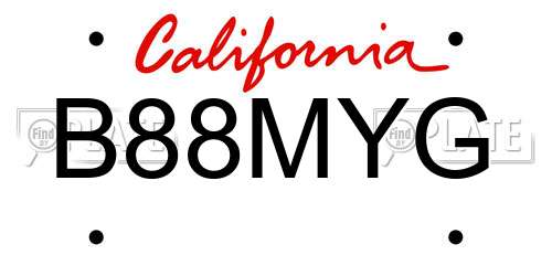 B88MYG California License Plate
