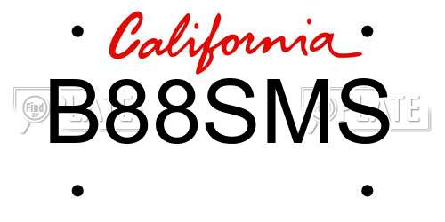 B88SMS California License Plate