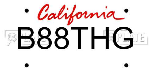 B88THG California License Plate