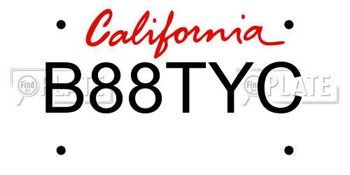B88TYC California License Plate