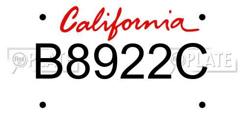 B8922C California License Plate