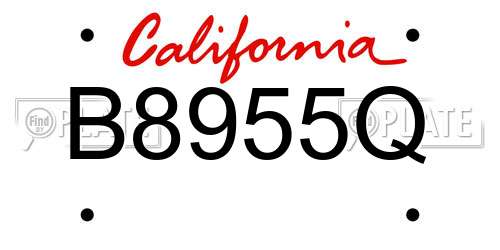 B8955Q California License Plate