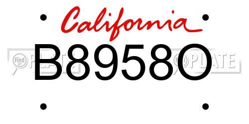 B8958O California License Plate