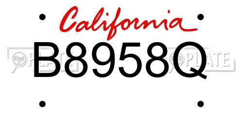B8958Q California License Plate