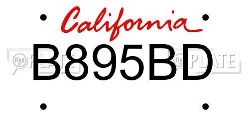 B895BD California License Plate