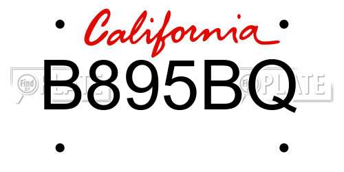 B895BQ California License Plate