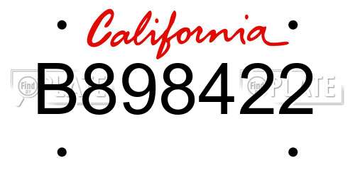 B898422 California License Plate