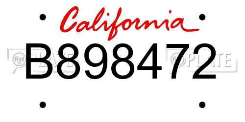 B898472 California License Plate
