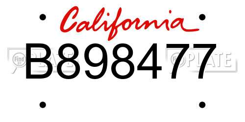 B898477 California License Plate