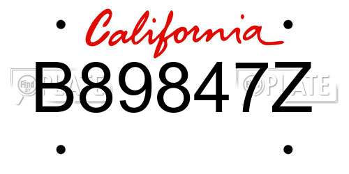 B89847Z California License Plate