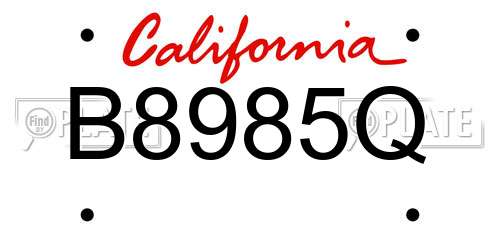 B8985Q California License Plate