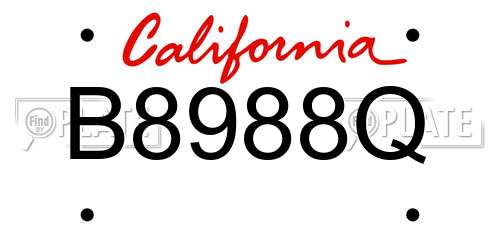 B8988Q California License Plate