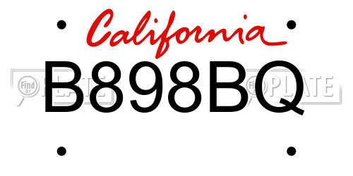 B898BQ California License Plate