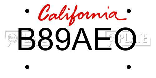 B89AEO California License Plate