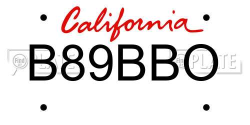 B89BBO California License Plate