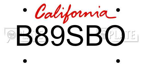 B89SBO California License Plate