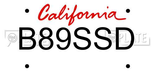 B89SSD California License Plate