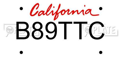 B89TTC California License Plate