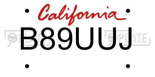 B89UUJ California License Plate