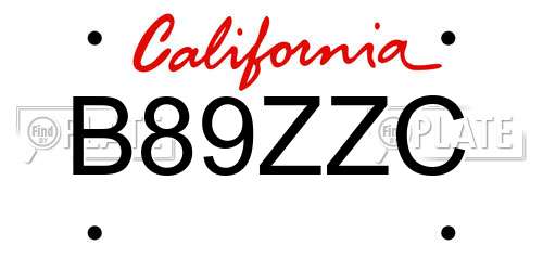 B89ZZC California License Plate