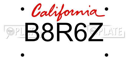 B8R6Z California License Plate