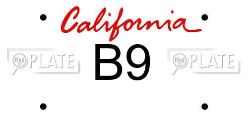B9 California License Plate