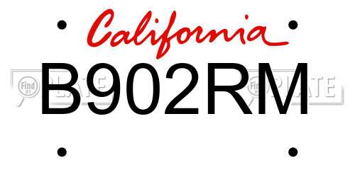 B902RM California License Plate