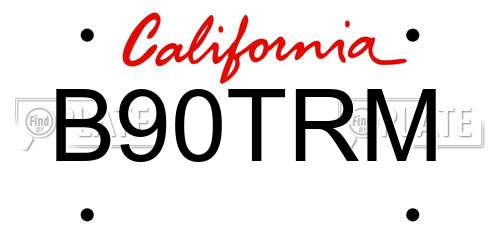 B90TRM California License Plate