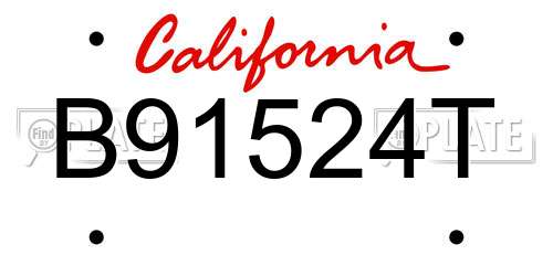 B91524T California License Plate
