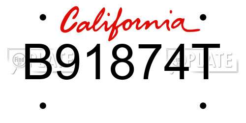 B91874T California License Plate