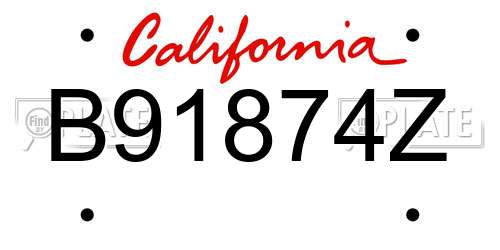 B91874Z California License Plate