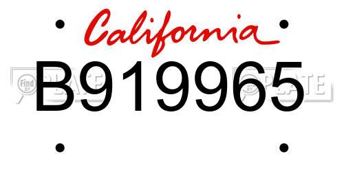 B919965 California License Plate