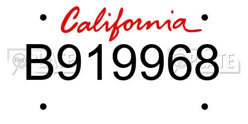 B919968 California License Plate