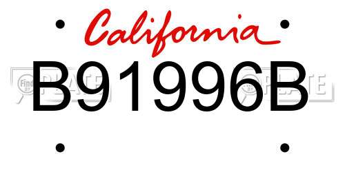 B91996B California License Plate