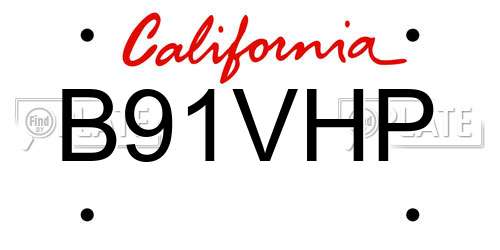 B91VHP California License Plate