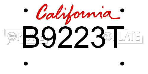 B9223T California License Plate