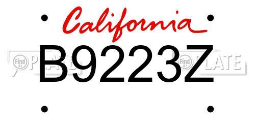 B9223Z California License Plate