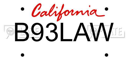 B93LAW California License Plate