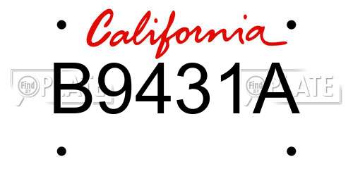 B9431A California License Plate
