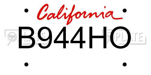 B944HO California License Plate