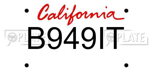 B949IT California License Plate