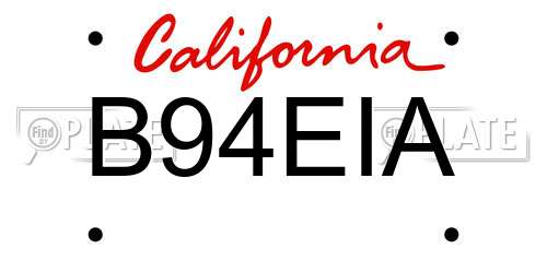 B94EIA California License Plate