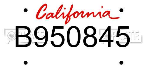 B950845 California License Plate
