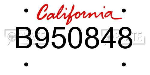 B950848 California License Plate