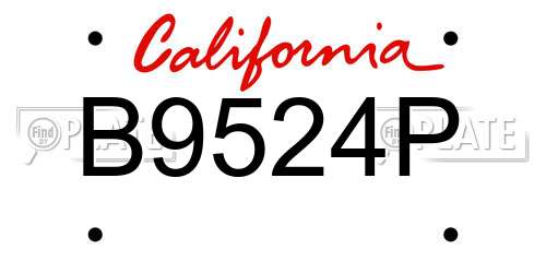 B9524P California License Plate