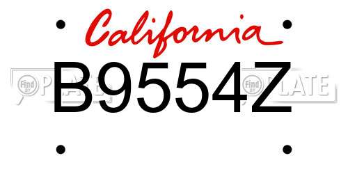 B9554Z California License Plate
