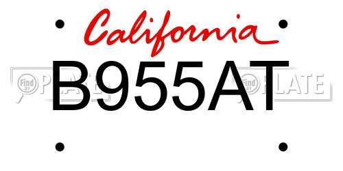 B955AT California License Plate