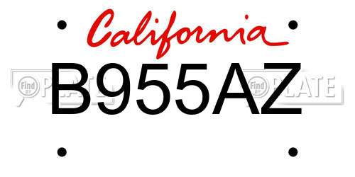 B955AZ California License Plate