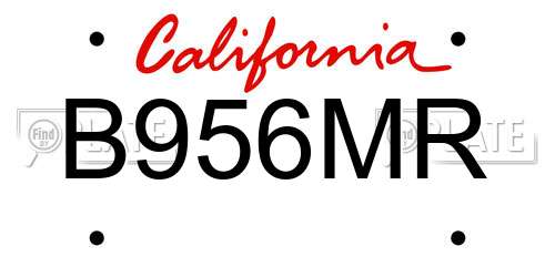 B956MR California License Plate