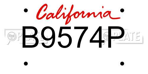 B9574P California License Plate